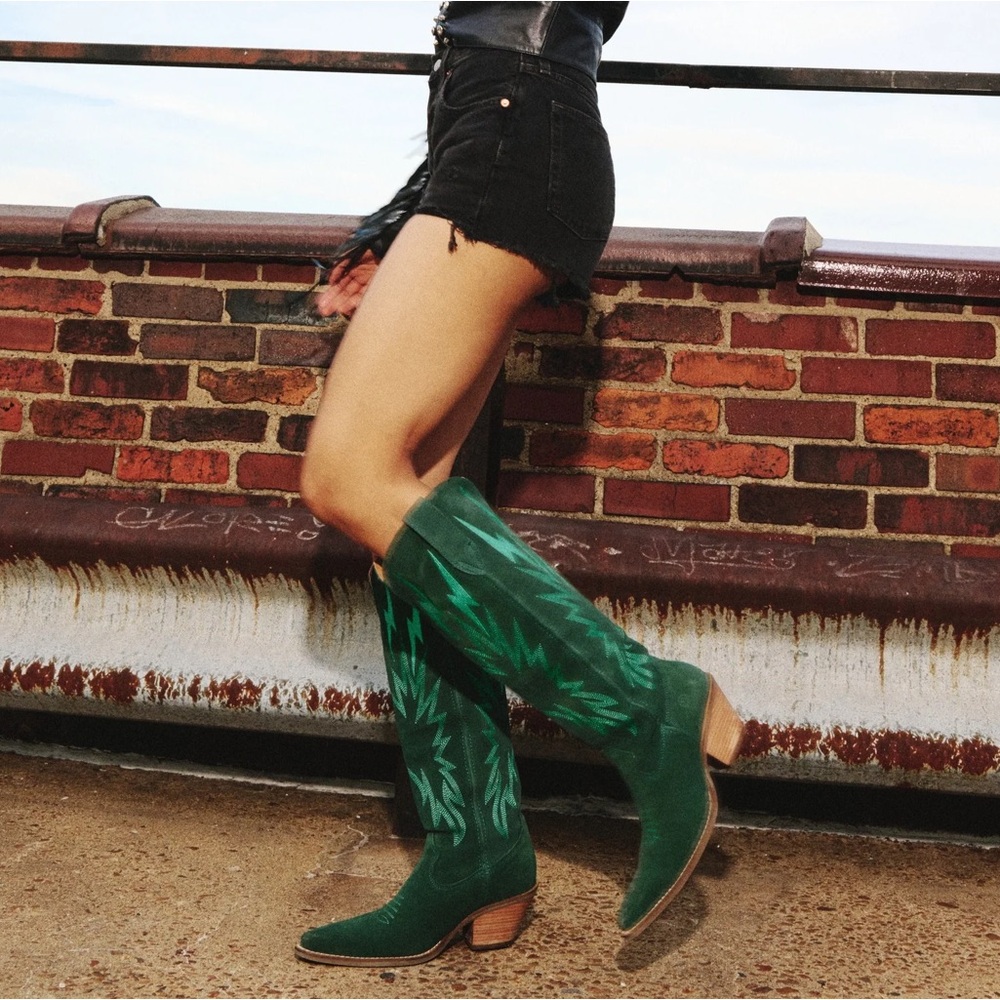 Women’s Dingo Thunder Road Western Cowgirl Boots Size 7 Green